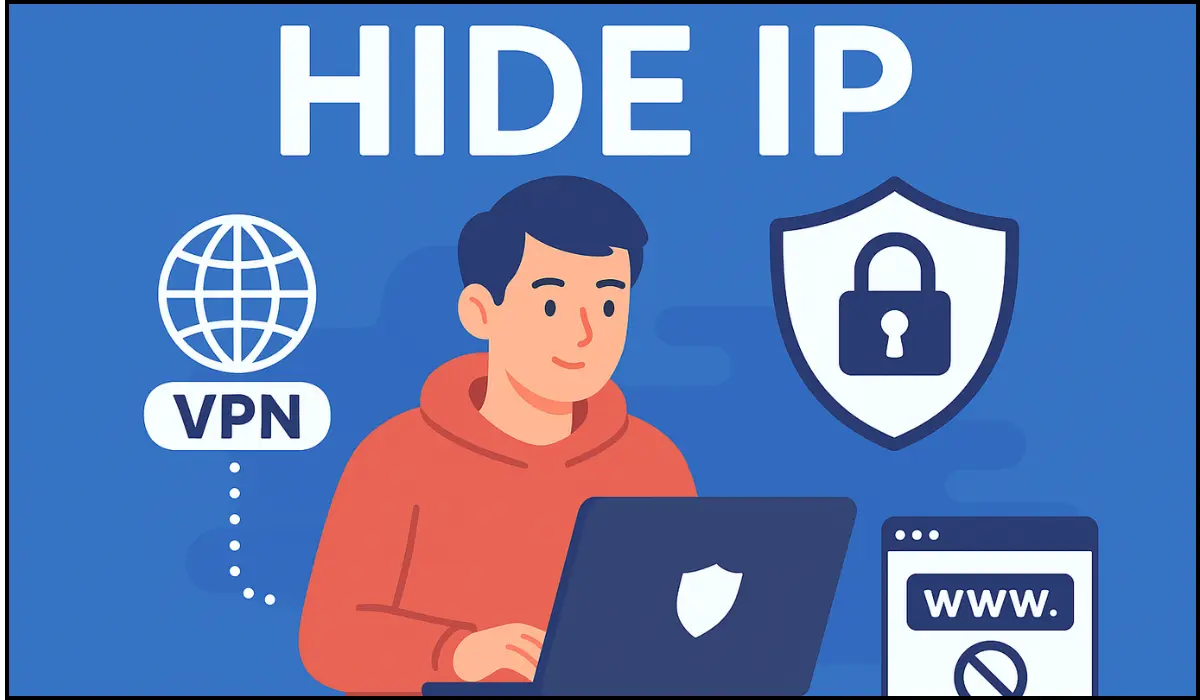 Guide showing secure methods to hide your IP address online with privacy tools.