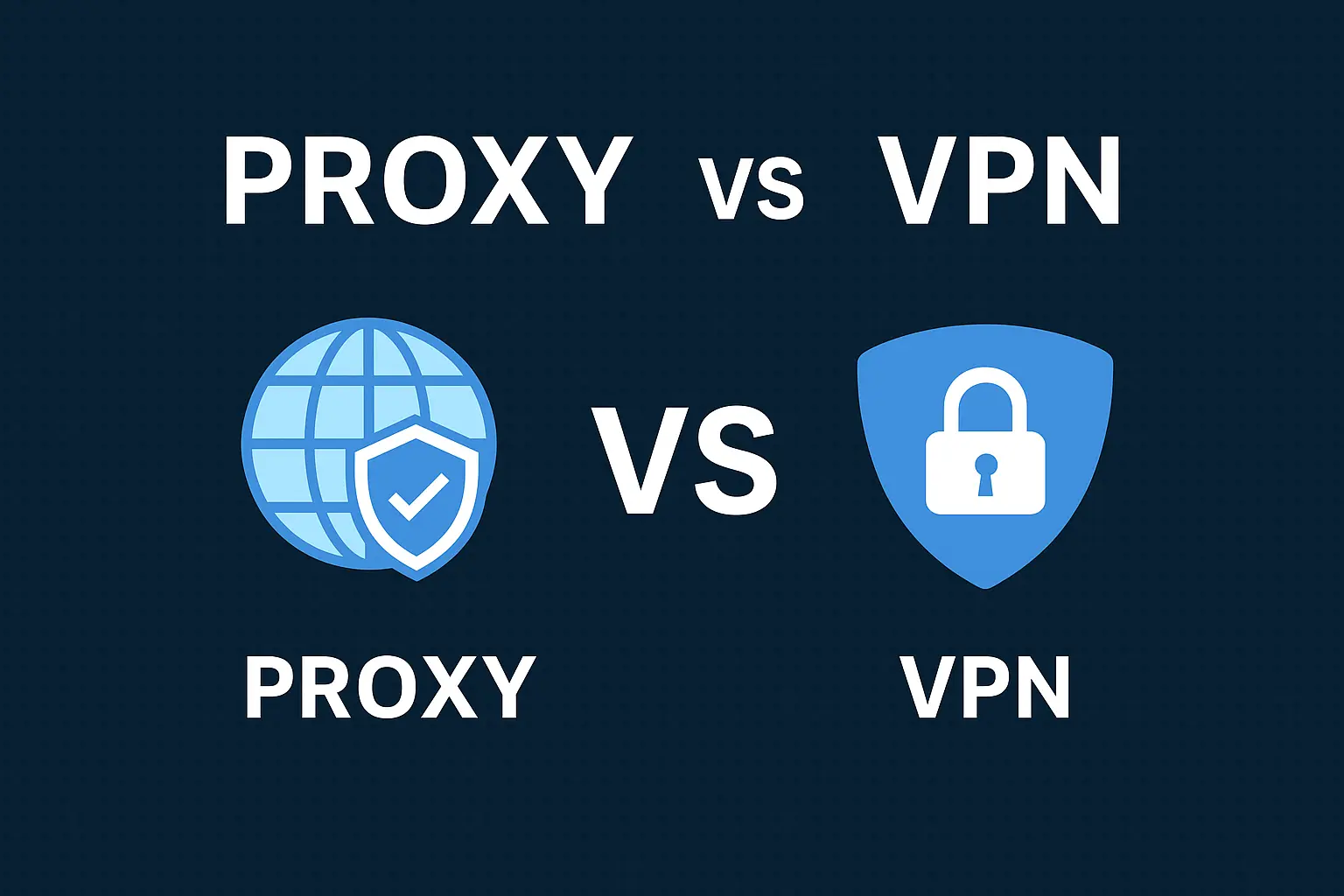 Comparison illustration of Proxy vs VPN features for online privacy